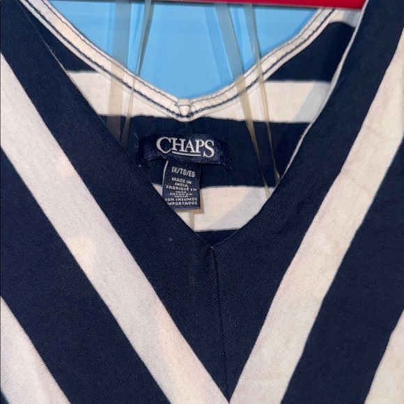 Chaps Chic Black and White Striped Midi Dress - Picture 2 of 9